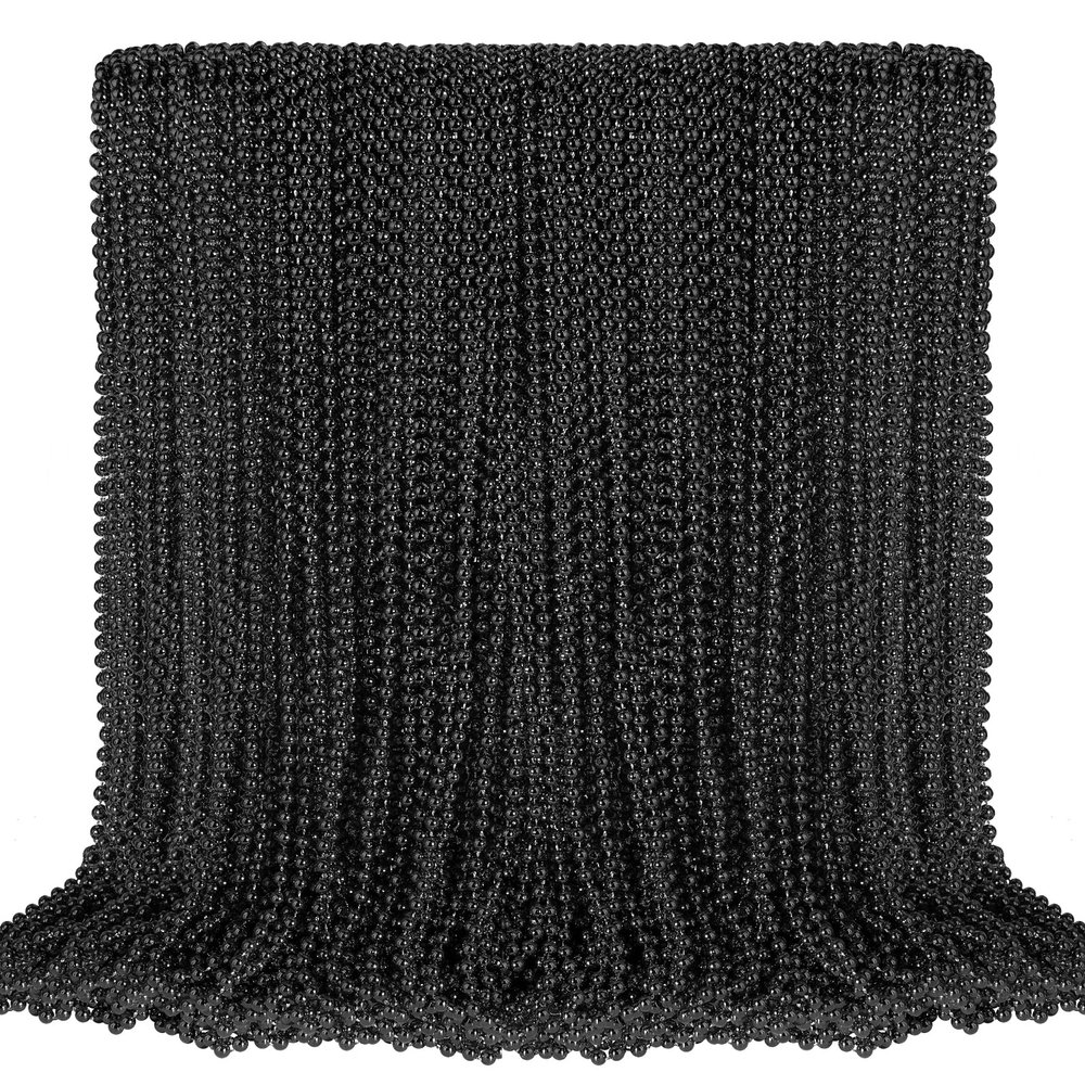 100 PCS Black Bead Necklaces, Black Mardi Gras Beads, New Year Eve Necklaces, 33 Inch Round Halloween Beaded Necklaces, Party Beads for Mardi Gras, Christmas, Halloween, New Year Party Favors