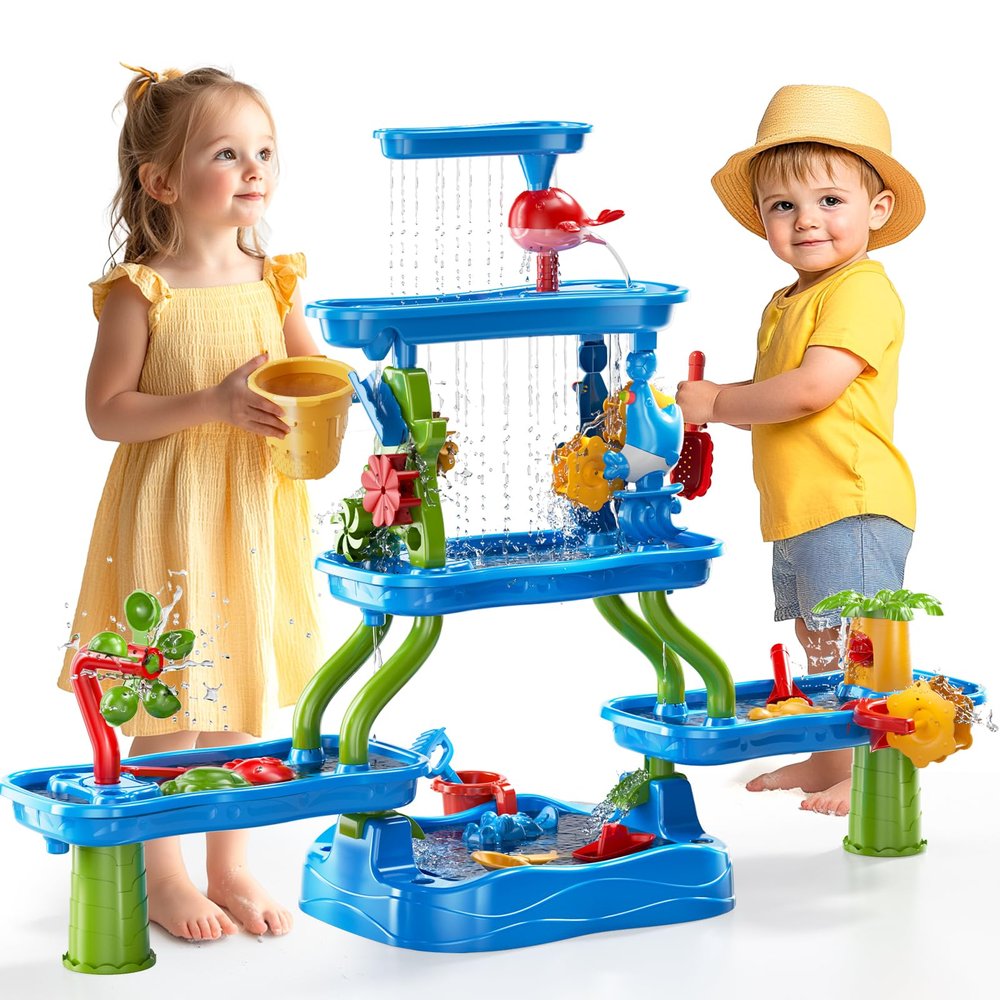 WATUDOU Kids Water Table for Toddlers Kids Ages 3-5 4-8, 5-Tier Water Table with Rich Activity Set, Summer Outdoor Beach Outside Backgard Sensory Toys for Kids Toddlers Boys Girls