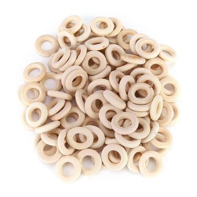 100Pcs Wooden Rings Set, 25mm Wooden Ring for Hanging Decorations Pendant Teethers