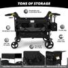 VOOI Stroller Wagon 4 Seater, Wagon for Kids, Collapsible W4 Stroller with Seats with 5-Point Harnesses, Easy Access Zipper Door, and Removable Sun Canopy (Black, W4-Large) view 2