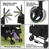 VOOI Stroller Wagon 4 Seater, Wagon for Kids, Collapsible W4 Stroller with Seats with 5-Point Harnesses, Easy Access Zipper Door, and Removable Sun Canopy (Black, W4-Large) view 3