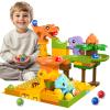 Fygurso Marble Runs for Kids 4-8, Dinosaur Toys, Interactive Learning STEM Building Toys with 4 Race Track, Compatible with All Major Brands for Kids Ages 3 4 5 6 7 8+ Boys Girls Gifts (Yellow) view 1