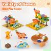 Fygurso Marble Runs for Kids 4-8, Dinosaur Toys, Interactive Learning STEM Building Toys with 4 Race Track, Compatible with All Major Brands for Kids Ages 3 4 5 6 7 8+ Boys Girls Gifts (Yellow) view 3