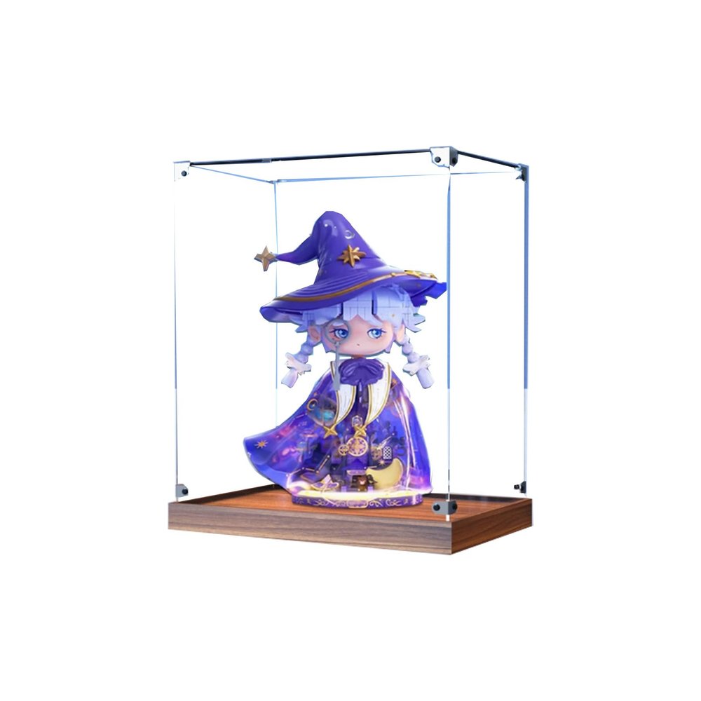 Acrylic Display Box for Dreamland Witch Storybrooke Series,Dustproof Display Box, Storage Box, Transparent Box, (only Box, no Model) (Wood Grain Color Base)