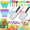 Beach Sand Toys for Kids,Sand toys with 2 Collapsible Beach Bucket,2 Beach Sifter Shovel,Sand Shovel Set,Sand Castle Kit,Sea Animal Molds,Diving Gem Pool Toy,Mesh Bag Travel Toys for Toddler 3-10 view 1