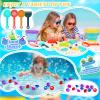 Beach Sand Toys for Kids,Sand toys with 2 Collapsible Beach Bucket,2 Beach Sifter Shovel,Sand Shovel Set,Sand Castle Kit,Sea Animal Molds,Diving Gem Pool Toy,Mesh Bag Travel Toys for Toddler 3-10 view 2