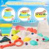 Beach Sand Toys for Kids,Sand toys with 2 Collapsible Beach Bucket,2 Beach Sifter Shovel,Sand Shovel Set,Sand Castle Kit,Sea Animal Molds,Diving Gem Pool Toy,Mesh Bag Travel Toys for Toddler 3-10 view 3