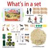 51 PCS Farm Sensory Bin Kids Sandbox with Lid, 2.2 LB Sensory Sand, 40 Toddler Farm, 3 Take Apart Construction Trucks -Sensory for Kids 5-7, 3-4 & Up- Kids Gifts for Boys and Girls view 3