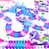 Tracks Car Toys Set for 2 3 4 5 6 7 Year Girl Toddler, 248 PCS Pink Magic Bendable Race Track Toy with 1Unicorn Car Toy and 1 Pink Train, Birthday Gift Idea for Kid view 1