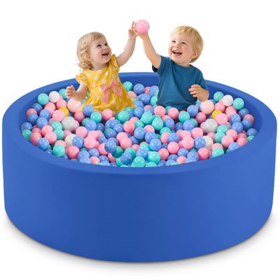 Aunekiv 47.2" x 15.7" Foam Ball Pit for Toddlers, Baby Round Balls Pool for Babies 1-3, Kids Play Ball Pits Ideal Gift for Boys and Girls, Balls Not Included, Blue