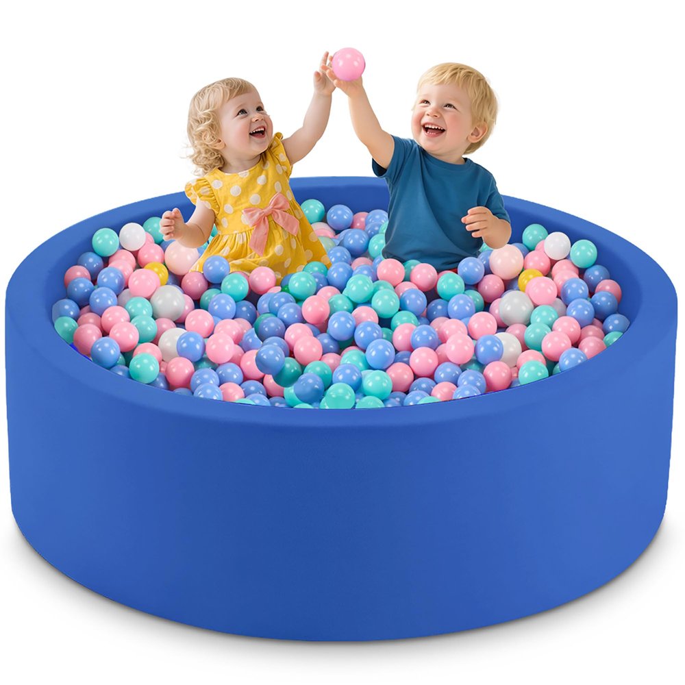 Aunekiv 47.2" x 15.7" Foam Ball Pit for Toddlers, Baby Round Balls Pool for Babies 1-3, Kids Play Ball Pits Ideal Gift for Boys and Girls, Balls Not Included, Blue