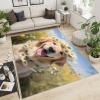Area Rugs 8x10 Happy Golden Retriever Rug, Cute Dog Rugs for Bedroom, Kids Rug Non-Slip Low Pile Washable Carpet for Living Room Nursery Study Room Gaming Room Kindergarten view 2