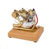 DERELOAS Mini Engine Model That Runs- 4.2CC Metal Gasoline Engine Model 4 Stroke Motorcycle Engine Toy, V-Twin 2 Cylinder Engine Model for Adults, Cool Science Gadgets Gift (Silver/RTR) view 1