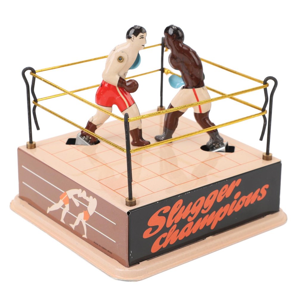 Clockwork Boxing Toy, Interactive Retro Windup Tin Toy Clockwork Boxing Ring Tin Toy, Decorative Display for Home Wine Bar
