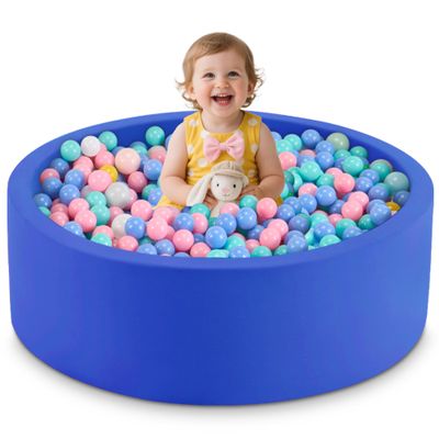 Aunekiv 35.4" x 11.8" Foam Ball Pit for Toddlers, Baby Round Balls Pool for Babies 1-3, Kids Play Ball Pits Ideal Gift for Boys and Girls, Balls Not Included, Blue