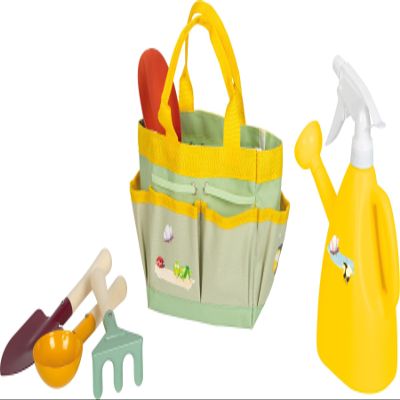 small foot Garden Bag with Tools Tiny Garden, Kid-Friendly Garden Tool Set, Wood & Metal, for Ages 3+ Years, 12664