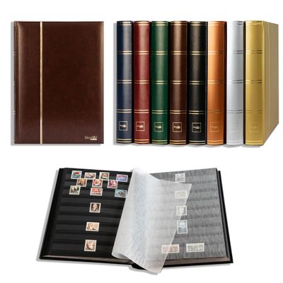 Prophila Collection 64 Black Pages Stamp Album Insert Book Stamp Organizer Padded Brown Cover