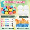 Shihanee 48 Pcs Easter Wooden Eggs Decorations Kit 2.36" Paintable Fake Eggs with Acrylic Paint Set for DIY Easter Crafts Gifts Basket Stuffers Party Favor view 2
