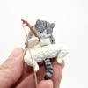 Newbee4 Miniature Chubby Cat Fishing Figures,Cute Exotic Shorthair Calico Scottish Fold American Bobtail Persian Cat Model Toys, Adorable Creative Cats Desk Decor,Ornaments (American Shorthair) view 1