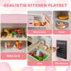 Costzon Kids Kitchen Playset, Wooden Pretend Play Kitchen with BBQ Grill, Ice Maker, Range Hood, Blackboard & Cooking Accessories, Toy Kitchen Set with Lights & Sounds, Gift for Toddlers Ages 3+ view 3