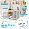 Costzon Kids Kitchen Playset, Wooden Pretend Play Kitchen with Lights and Sounds, Stoves, Sink, Faucet, Microwave, Oven & Cooking Accessories, Toy Kitchen Set for Toddlers, Gift for Boys Girls Ages 3+ view 4