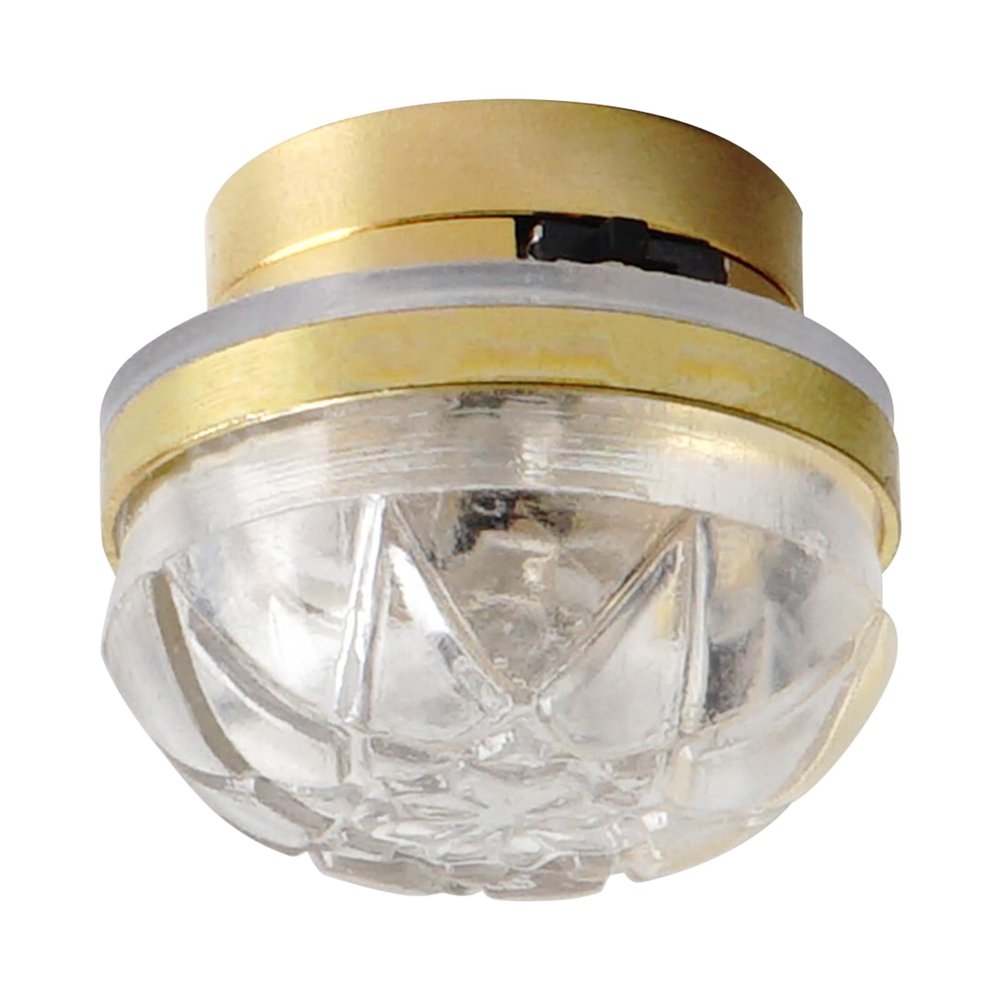 Waldosia 1:12 Scale Dollhouse Miniature LED Clear Etched Ceiling Lamp (Gold)