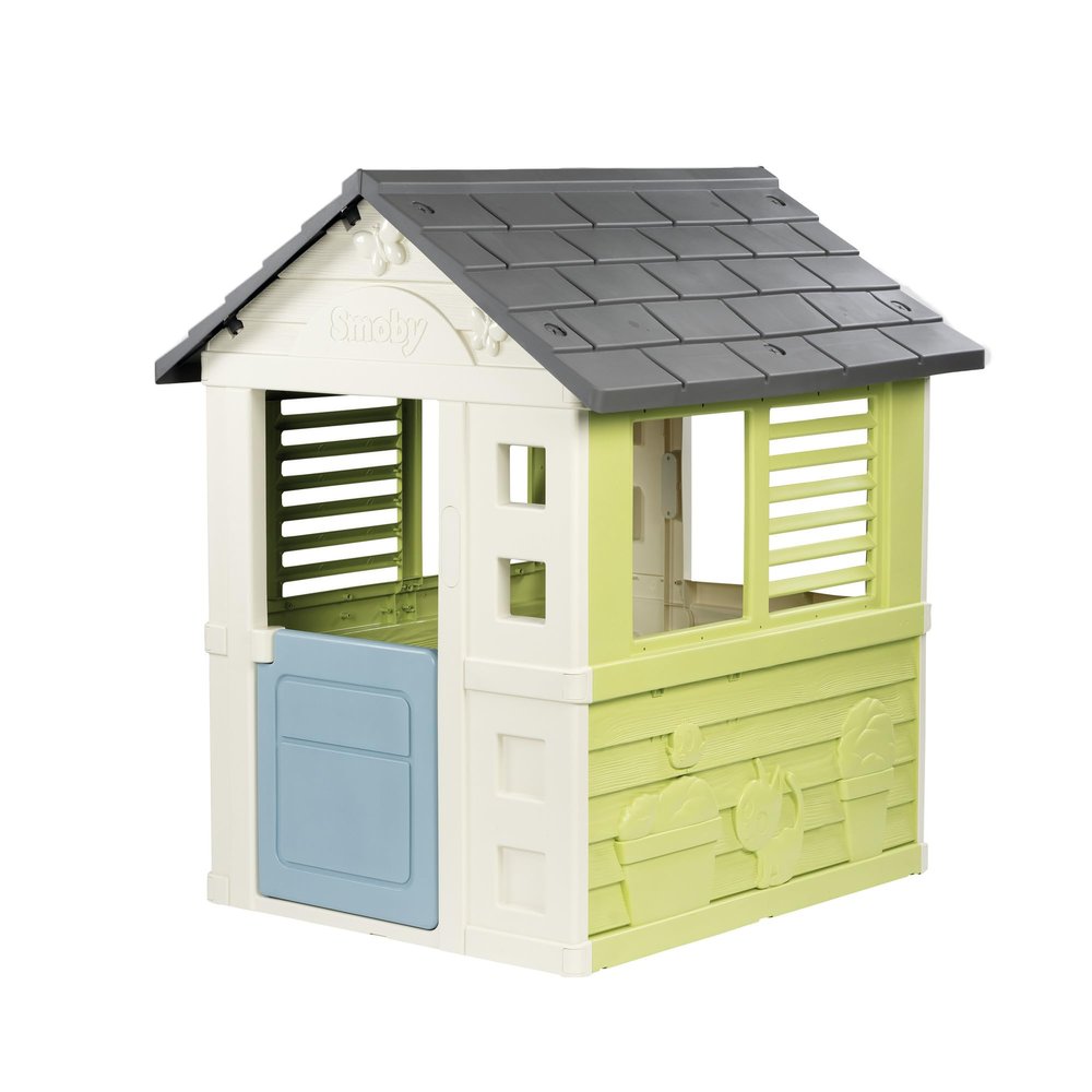Smoby Life - Jolie Playhouse (98 x 110 x 127 cm) with 59% Recycled Content - Weatherproof Garden Shed for Children with Windows - Outdoor Children's House for Garden or Patio - from 2 Years