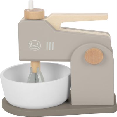 small foot Mixer Set Grey Tasty, Wood, 2-in-1 Machine w/Hand/Stand Mixer, Kitchen Play Set for Ages 3+ Years, 12679