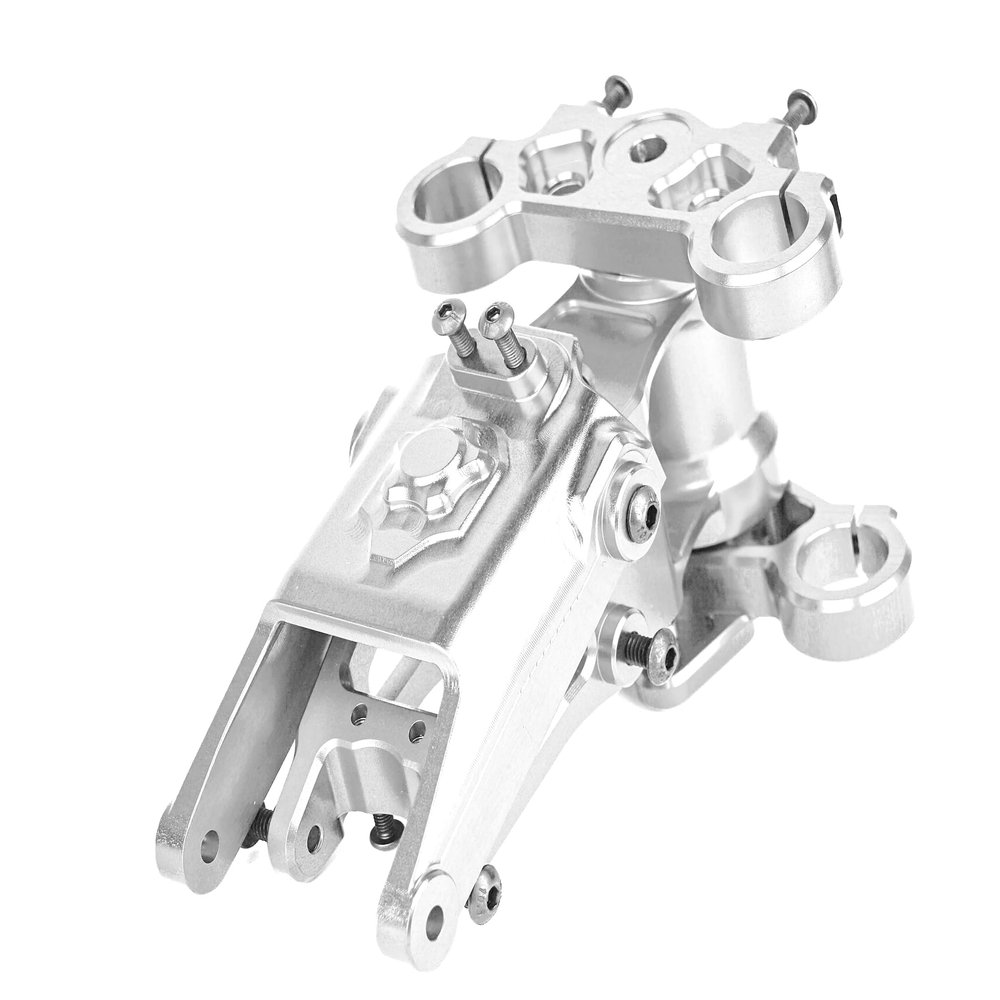 BeaxTurbo Racing Upgrades Parts CNC Aluminum7075 Front Bulkhead&Triple Clamp Set for LOSI Promoto MX los261010 &261012 & 265001 (Silver)