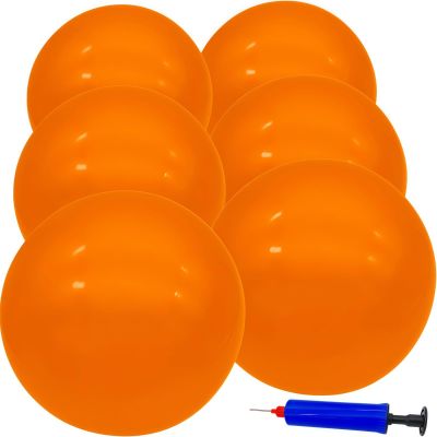 GCQJOQ 6 Pcs 6 Inch Inflatable Bouncy Balls, with 1 Hand Air Pump, Orange