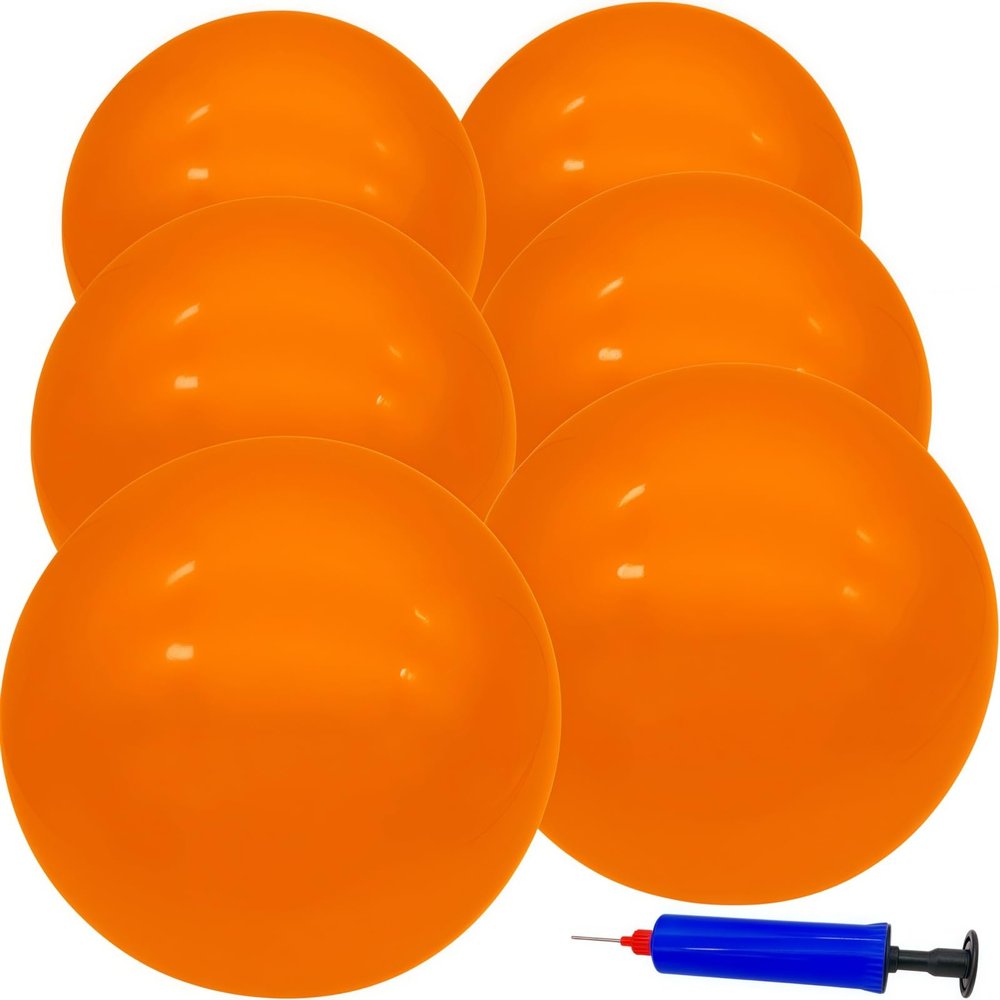 GCQJOQ 6 Pcs 6 Inch Inflatable Bouncy Balls, with 1 Hand Air Pump, Orange
