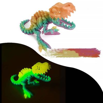 9.84" 3D Printed Dinosaur, Articulated Dinosaur Fidget Toy, Flexible Pearly Sheen Tyrannosaurus Home Office Decor Desk Toy L-Rainbow (Effect Random)