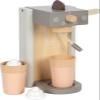 Small Foot Tasty Coffee Makers Set, Wood, Grey, with Milk Foam Coins and Hoods, Kitchen Accessories for Children from 3 Years, 12680 view 1