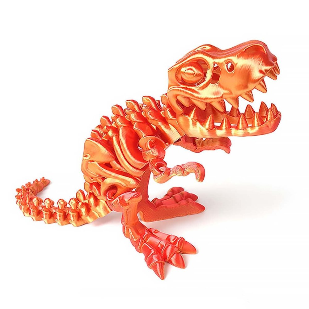9.84" 3D Printed Dinosaur, Articulated Dinosaur Fidget Toy, Flexible Pearly Sheen Tyrannosaurus Home Office Decor Desk Toy R-Gold