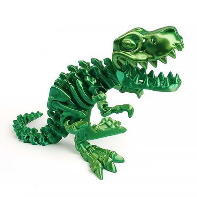 9.84" 3D Printed Dinosaur, Articulated Dinosaur Fidget Toy, Flexible Pearly Sheen Tyrannosaurus Home Office Decor Desk Toy Y-Green