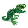 9.84" 3D Printed Dinosaur, Articulated Dinosaur Fidget Toy, Flexible Pearly Sheen Tyrannosaurus Home Office Decor Desk Toy Y-Green view 1