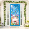 2Pcs St. Patrick's Day and Happy Easter Door Covers Green Shamrock Porch Sign Door Banner Bunny Easter Egg Banner for Spring Holiday Party Decorations view 3