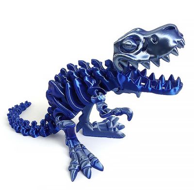 9.84" 3D Printed Dinosaur, Articulated Dinosaur Fidget Toy, Flexible Pearly Sheen Tyrannosaurus Home Office Decor Desk Toy B-Silver