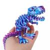 9.84" 3D Printed Dinosaur, Articulated Dinosaur Fidget Toy, Flexible Pearly Sheen Tyrannosaurus Home Office Decor Desk Toy B-Silver view 3