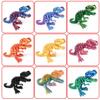 9.84" 3D Printed Dinosaur, Articulated Dinosaur Fidget Toy, Flexible Pearly Sheen Tyrannosaurus Home Office Decor Desk Toy B-Silver view 4