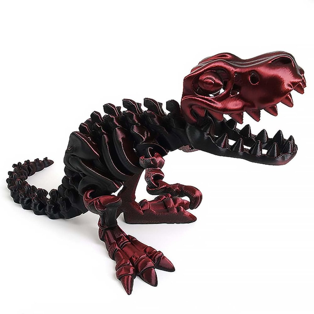 9.84" 3D Printed Dinosaur, Articulated Dinosaur Fidget Toy, Flexible Pearly Sheen Tyrannosaurus Home Office Decor Desk Toy R-Black