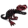 9.84" 3D Printed Dinosaur, Articulated Dinosaur Fidget Toy, Flexible Pearly Sheen Tyrannosaurus Home Office Decor Desk Toy R-Black view 1
