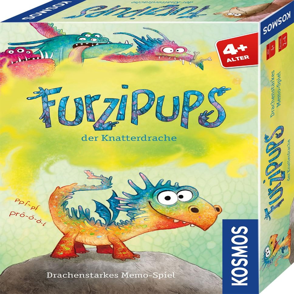 Kosmos 712730 Furzipups The Crinkle Dragon Game, Funny Memo Game with Furzipups, Playfully Promotes Concentration and Memory, Children's Game for 2-4 Children from 4 Years