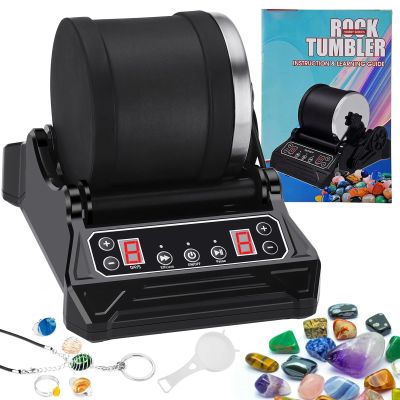 PODEC Professional Rock Tumbler Kit, Electric Rock Tumbler Machine with LCD Display and Leakproof Rubber Barrel, 9-Speed Motor and 9-Day Timer Adjustable, for Tumbling & Rock Polisher Grit