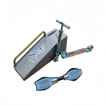 SUNGDOGIN Finger Skateboard Park Set Ramp Props Blue Head Scooter Dynamic Board Set Suitable for Sports Enthusiasts Present
