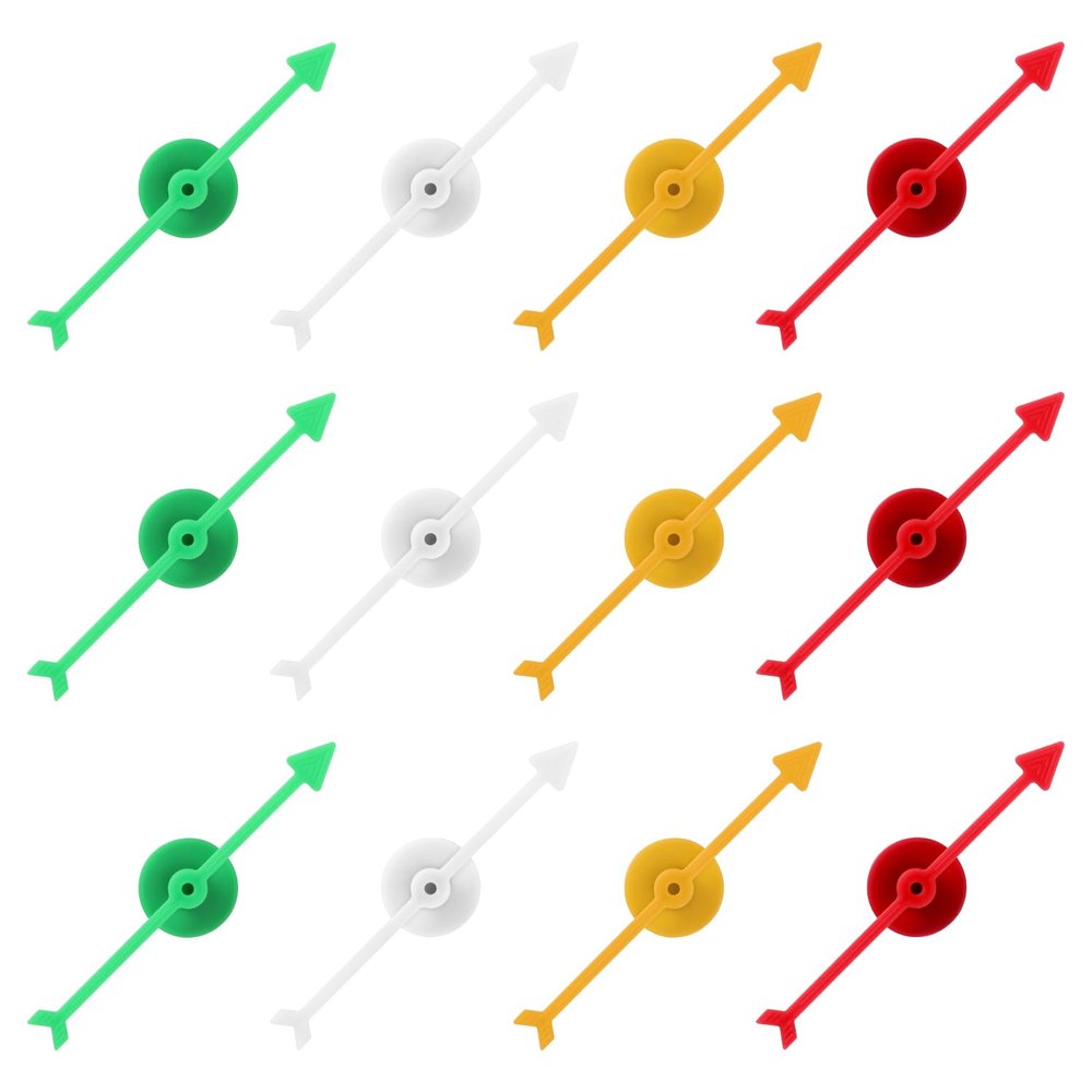 12pcs Arrow Game Spinners, 4 Colors Plastic Spinner Game Pointer Accessories Magnetic Spinners for Classroom Board Game Spinners for Activities DIY Projects (Green, Yellow, Red, White)