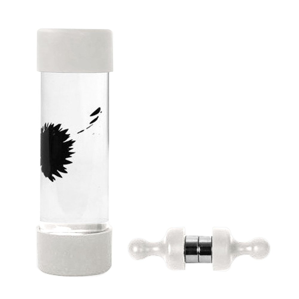 FerroFluid Display Toy Bottle,Ferro Fluid Liquid Metal Toy,Interactive Adults Physics Toy,New & Improved Black Colored Ferrofluid Display with Two Small Magnet 1ml (White)