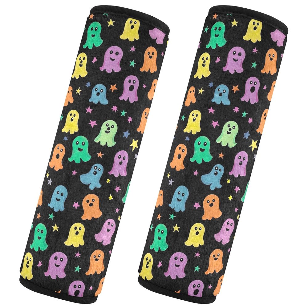 2 Pack Colorful Cartoon Halloween Elements Seat Belt Covers Fashion Car Seat Belt Cushion Car Seat Shoulder Protector Protect Your Neck and Shoulder