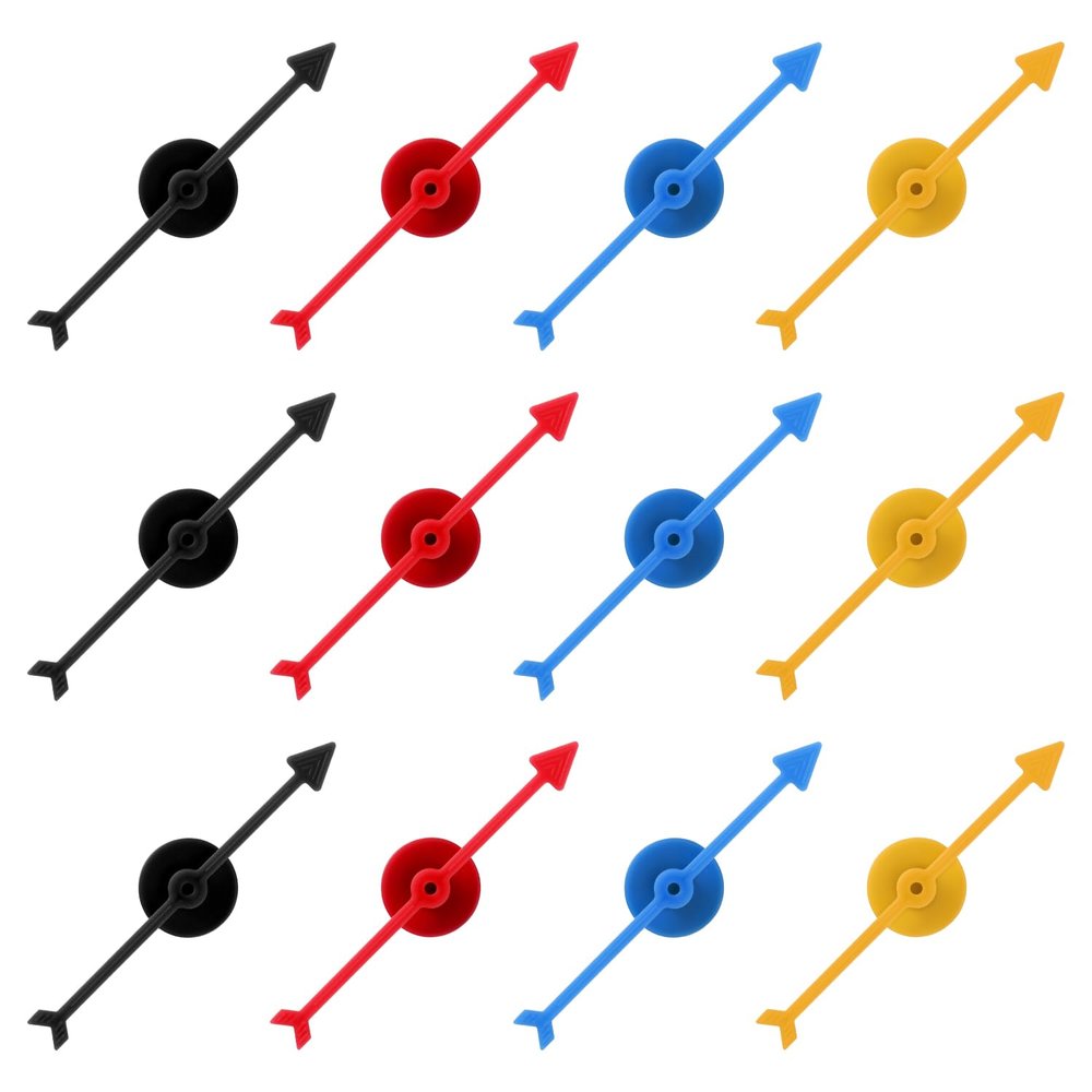 12pcs Arrow Game Spinners, 4 Colors Plastic Spinner Game Pointer Accessories Magnetic Spinners for Classroom Board Game Spinners for Activities DIY Projects (Green, Yellow, Red, White)