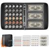 Coin Collection Book Holder for Collectors, 484 Pockets Fireproof Coin Collection Supplies and 36 Currency Album Storage Organizer, Lockable Coins Album for Coins Collector Gifts for Bill, Penny Black view 1
